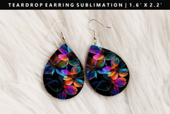 Flower Teardrop Earring Sublimation PNG Design Product Image 1