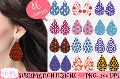 Teardrop earring sublimation Bundle | 46 earring PNG designs Product Image 1