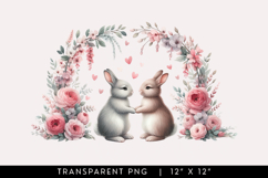 Adorable Bunnies In Love Floral Clipart PNG Product Image 1