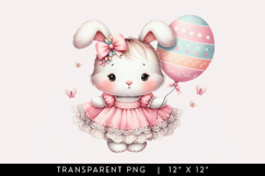 Cute Little Bunny With Balloon Clipart PNG Product Image 1