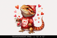 Valentine Bearded Dragon Watercolor Clipart Product Image 1
