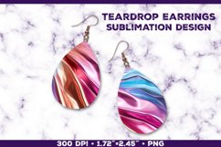 Melting Metallics Teardrop Earrings Sublimation Design Product Image 1