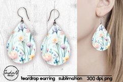 Watercolor flowers sublimation teardrop earrings Product Image 1