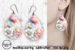 Watercolor flowers sublimation teardrop earrings Product Image 1