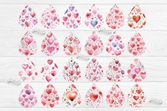 Valentine Teardrop earring sublimation design with watercolor Flower and hearts. Express your individuality, elevate your mood, and spread joy with these earrings. 