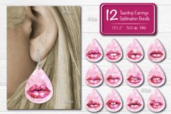 Valentine Teardrop earring sublimation design with watercolor Pink Lips. Express your individuality, elevate your mood, and spread joy with these earrings. They also make a perfect gift for any occasion. Embrace your unique style!