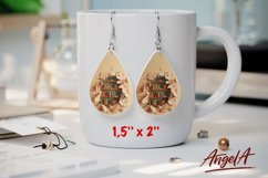 Book lover sublimation teardrop earrings, 3d bookcase Product Image 1