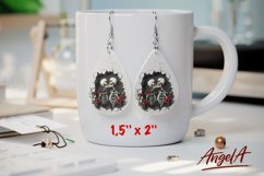 Skeleton sublimation teardrop earrings, skeleton couple PNG Product Image 1