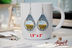 3d Flower sublimation teardrop earrings field of sunflowers Product Image 1