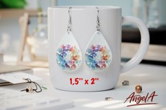 3d Flower sublimation teardrop earrings colorful flowers PNG Product Image 1