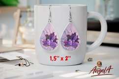 Flower sublimation teardrop earrings purple flower hyacinth Product Image 1