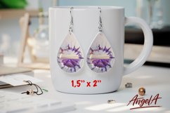 Flower sublimation teardrop earrings, lavender flower png Product Image 1