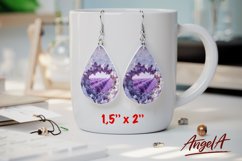 Flower sublimation teardrop earrings, lavender flower png Product Image 1