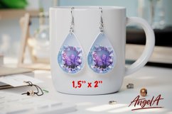 Flower sublimation teardrop earrings purple flower hyacinth Product Image 1
