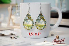 Flower sublimation teardrop earrings, field of summer flower Product Image 1