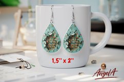 Book lover sublimation teardrop earrings, 3d bookcase Product Image 1