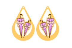 Teardrop Umbrella Earrings, Spring Earrings, Laser Cut SVG Product Image 2