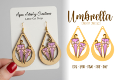 Teardrop Umbrella Earrings, Spring Earrings, Laser Cut SVG Product Image 1