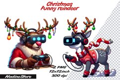 Funny Christmas reindeer BUNDLE Sublimation PNG. Product Image 14