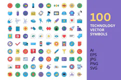 Technology Stoked 100 Vector Icons Product Image 1