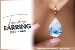 Watercolor Winter Landscape with teardrop earring Product Image 1