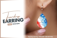Watercolor American Flag Illustration with teardrop earring Product Image 1