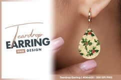 Holly Berry Pattern with Green Leaves and teardrop earring Product Image 1