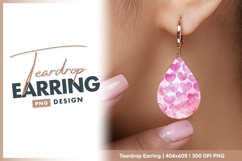 Pink Watercolor Hearts Pattern on White teardrop earring Product Image 1