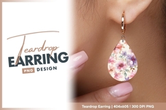 Watercolor Floral Pattern of Pink Purple teardrop earring Product Image 1