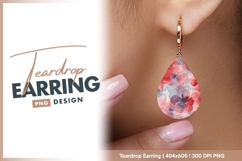 Watercolor Floral Pattern Red and Purple teardrop earring Product Image 1