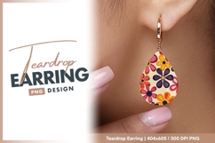 Retro Floral Pattern with Pink Orange teardrop earring Product Image 1