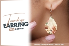 Watercolor Peony Floral Illustration teardrop earring Product Image 1