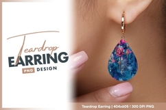 Abstract Floral Mandala Design in Teal teardrop earring Product Image 1
