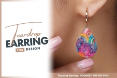Watercolor Rainbow Arcs with White Outlines teardrop earring Product Image 1