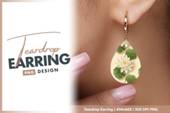 Seamless Pattern of White Lotus Flowers teardrop earring Product Image 1