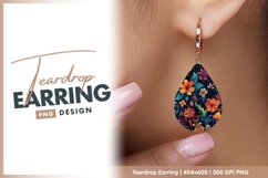 Colorful Floral Pattern with Orange Yellow teardrop earring Product Image 1