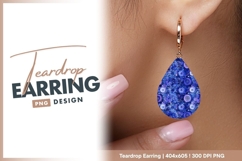 Abstract Floral Pattern in Shades of Blue teardrop earring Product Image 1