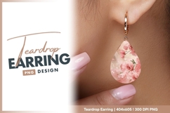 Pink Roses Floral Arrangement on teardrop earring Product Image 1