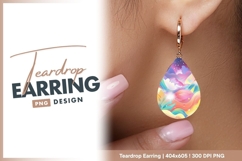 Colorful Abstract Landscape with Mountains teardrop earring Product Image 1