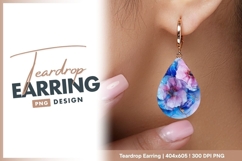 Abstract Floral Composition in Blue Purple teardrop earring Product Image 1