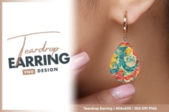 Abstract Floral Pattern in Teal Yellow and teardrop earring Product Image 1