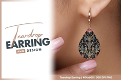 Floral Pattern with Gold Silver and Pink on teardrop earring Product Image 1