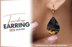 Black and gold abstract ink teardrop earring png Product Image 1