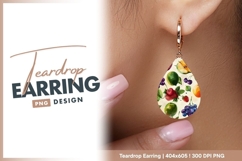Summer Fruits Collage Teardrop Earring Png Design Product Image 1