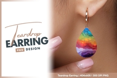 Rainbow inkscape waves with gold accent Teardrop Earring Product Image 1