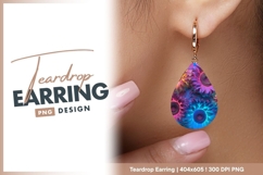 Colorful Sunflowers Inside teardrop earring png Product Image 1
