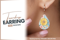 Pastel Flower Arrangement Teardrop Earring Png Product Image 1
