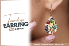 Watercolor Fruit Illustration Teardrop Earring Png Design Product Image 1