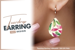 Colorful Watercolor Feather Pattern Teardrop Earring Png Product Image 1