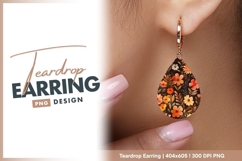Watercolor Fall Floral Pattern Teardrop Earring Png Product Image 1